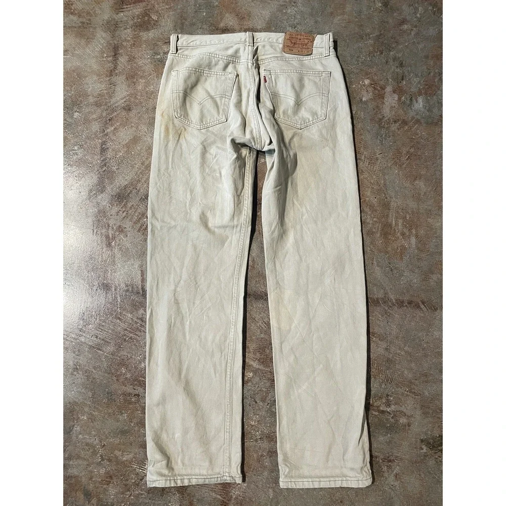 Vintage Levi's 501 Made‎ In USA 0115 Brown Khaki Denim 33W x 32L *